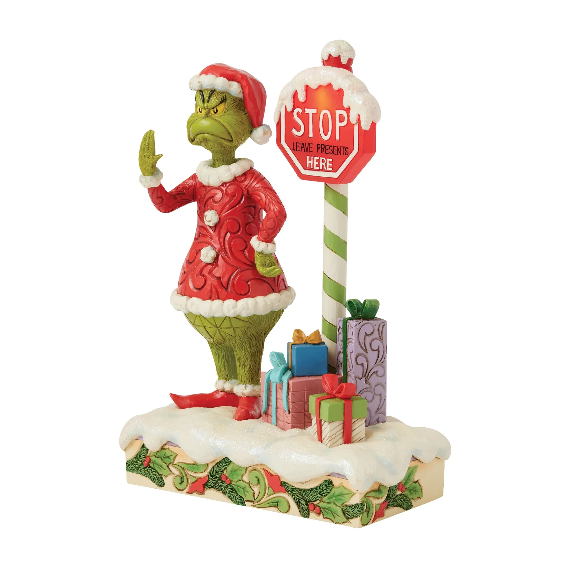 Jim Shore Figurin - Grinch by Stop Sign LED - 6