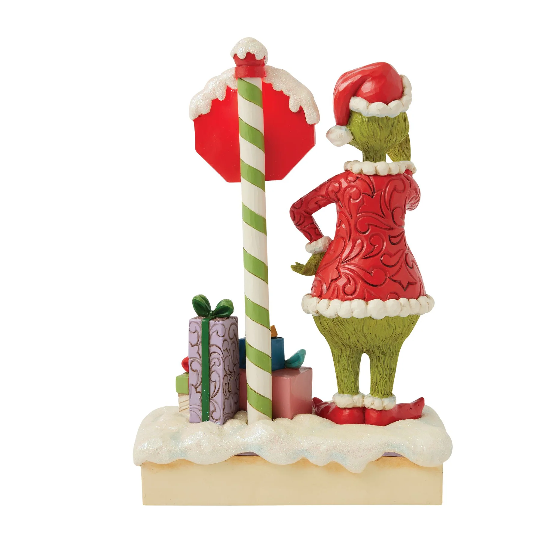Jim Shore Figurin - Grinch by Stop Sign LED - 4