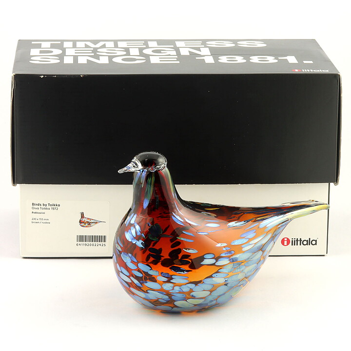 Oiva Toikka (1994) Brown Pekkasiini Glass Bird 25 cm <with Box>