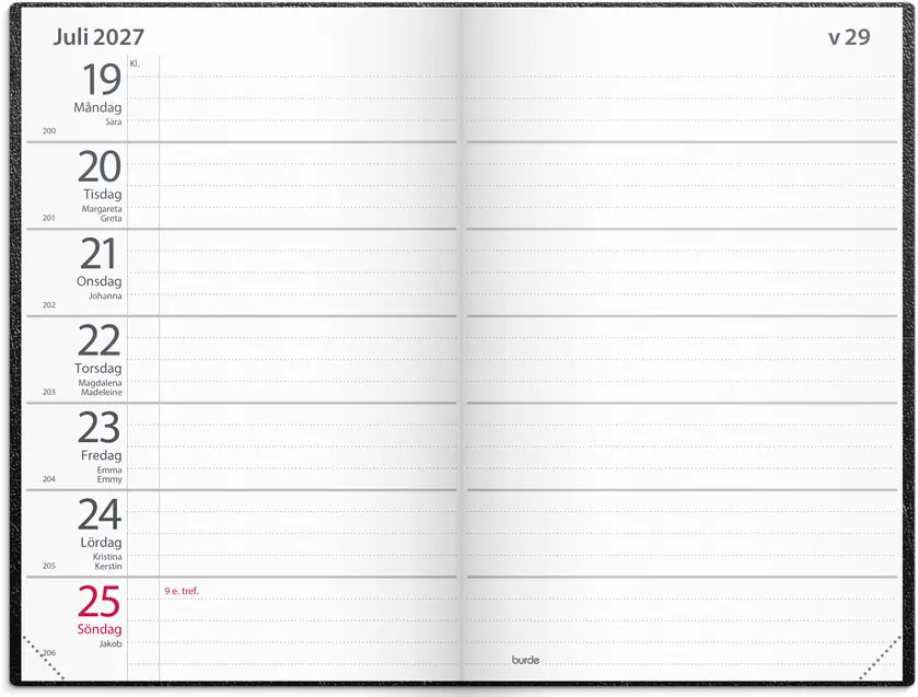 Fickagenda 27 svart konstläder - 2