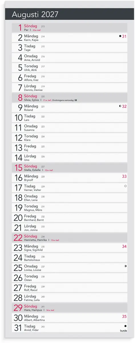 Liten Bordskalender Elegant 27