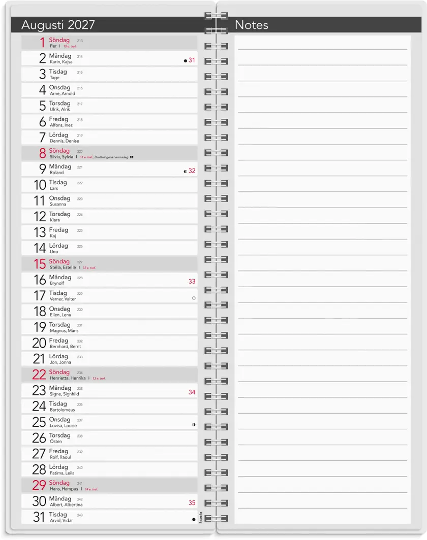 Bordskalender Elegant 27 spira