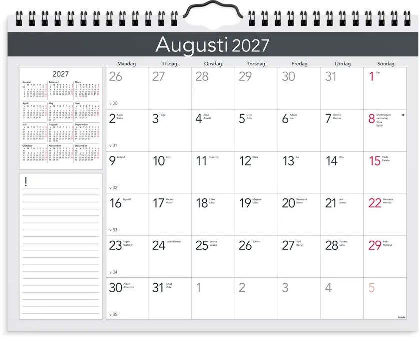 Väggkalender 2027  Elegant - 2