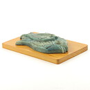 Gunnar Nylund (1950s) Green Fish Relief Wall Plaque on Wooden Background 24 cm