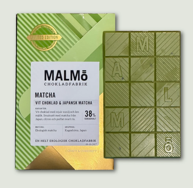 Malmö Chokladfabrik : Craft & Curiosity - Japansk Matcha & Vit choklad 38% 