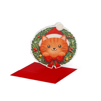 Small Greeting card, Kitty Wreath (julekrans) (BQN0158), DETTE PRODUKT HAR PLANLAGT LEVERING I NOVEMBER 2026