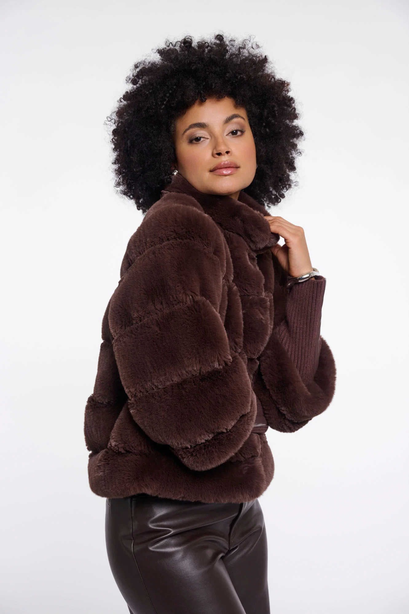 Feline jacket faux fur coffee rost - 2