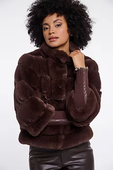 Feline jacket faux fur coffee rost
