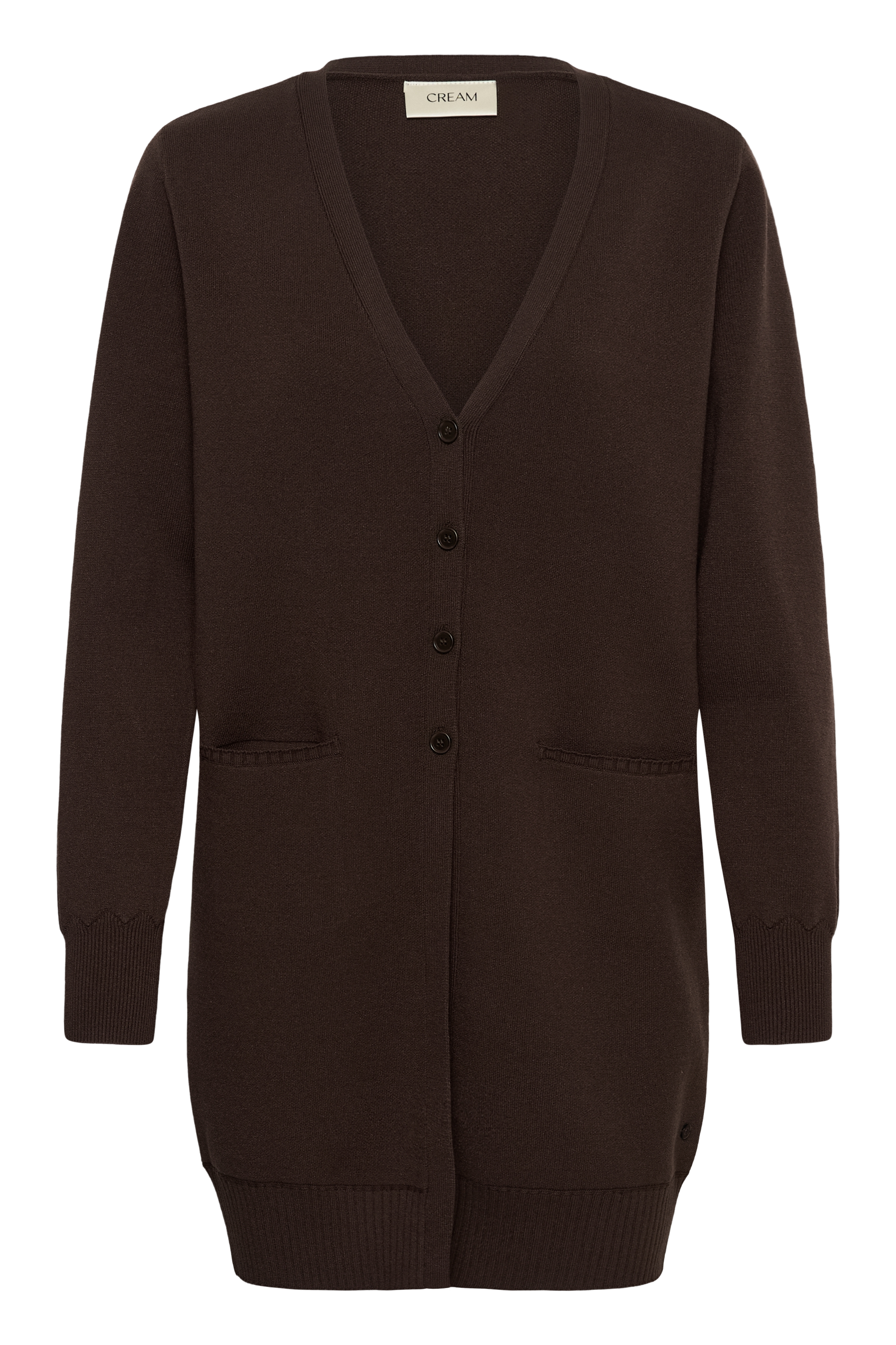 CRDela Long Cardigan Java Brun Tunnstickad Långkofta - 8