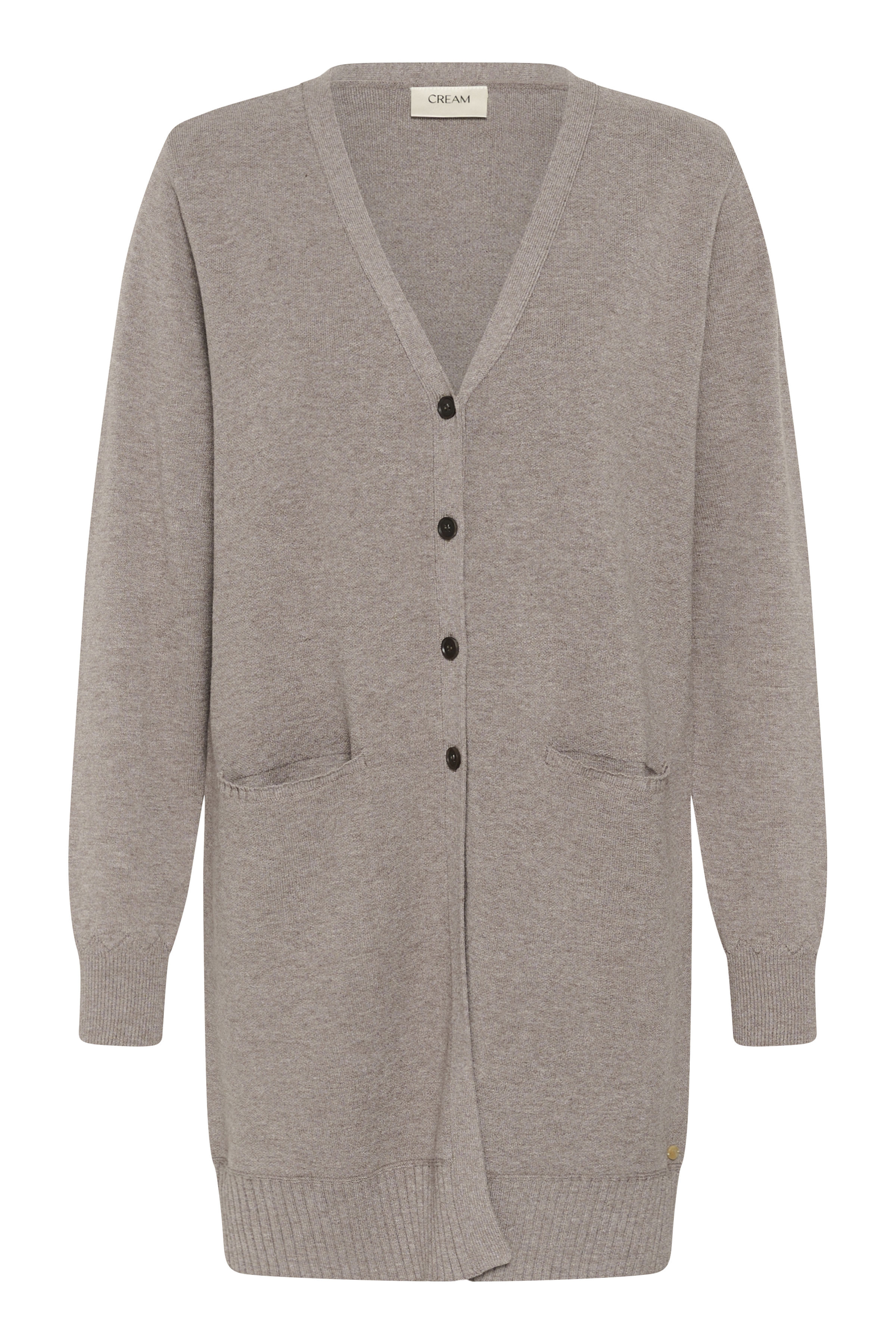 CRDela Long Cardigan Brown Lentil Melange Tunnstickad Långkofta - 6