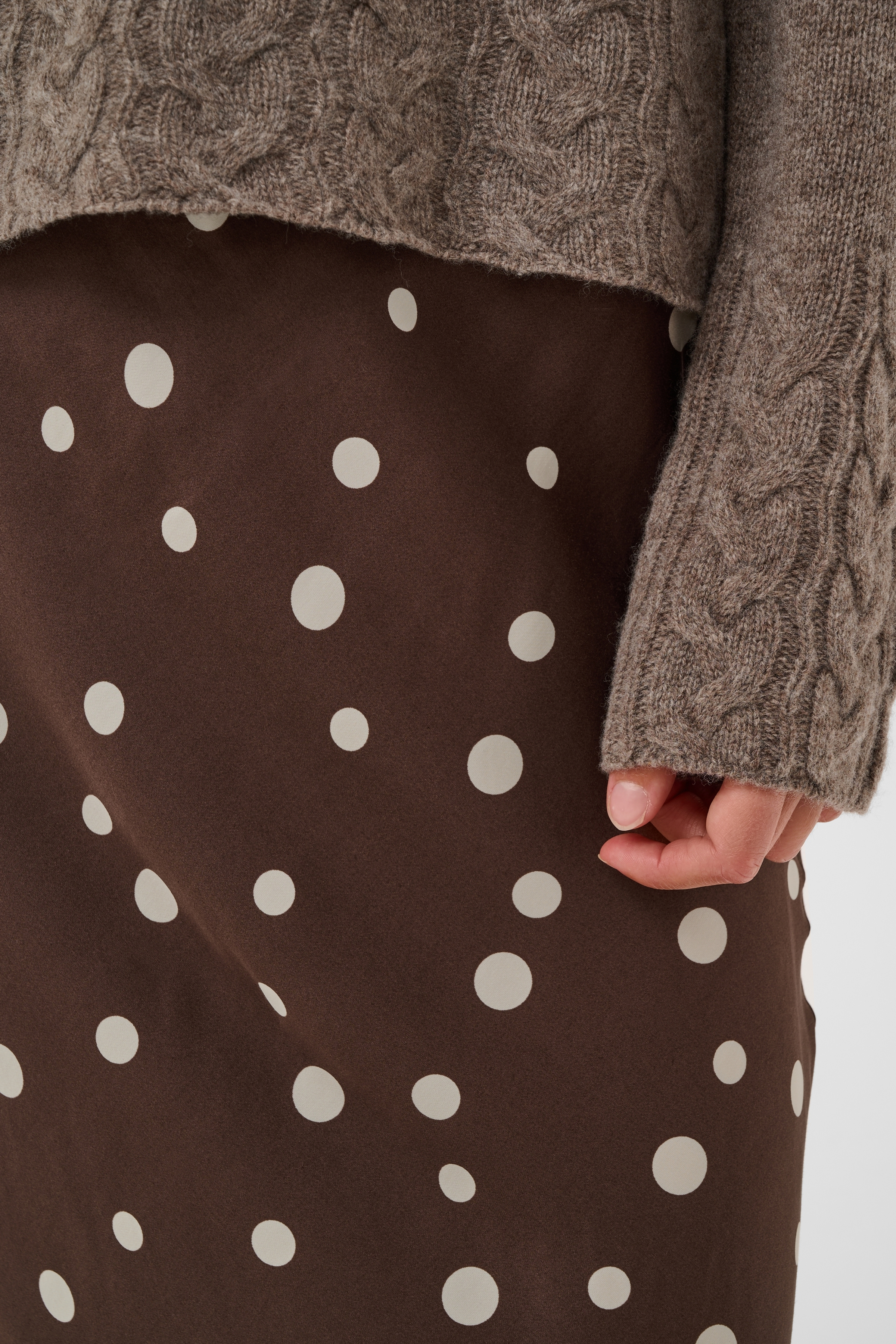 CUdotty Berna Skirt Brown/Whitecap Dot Prickig kjol