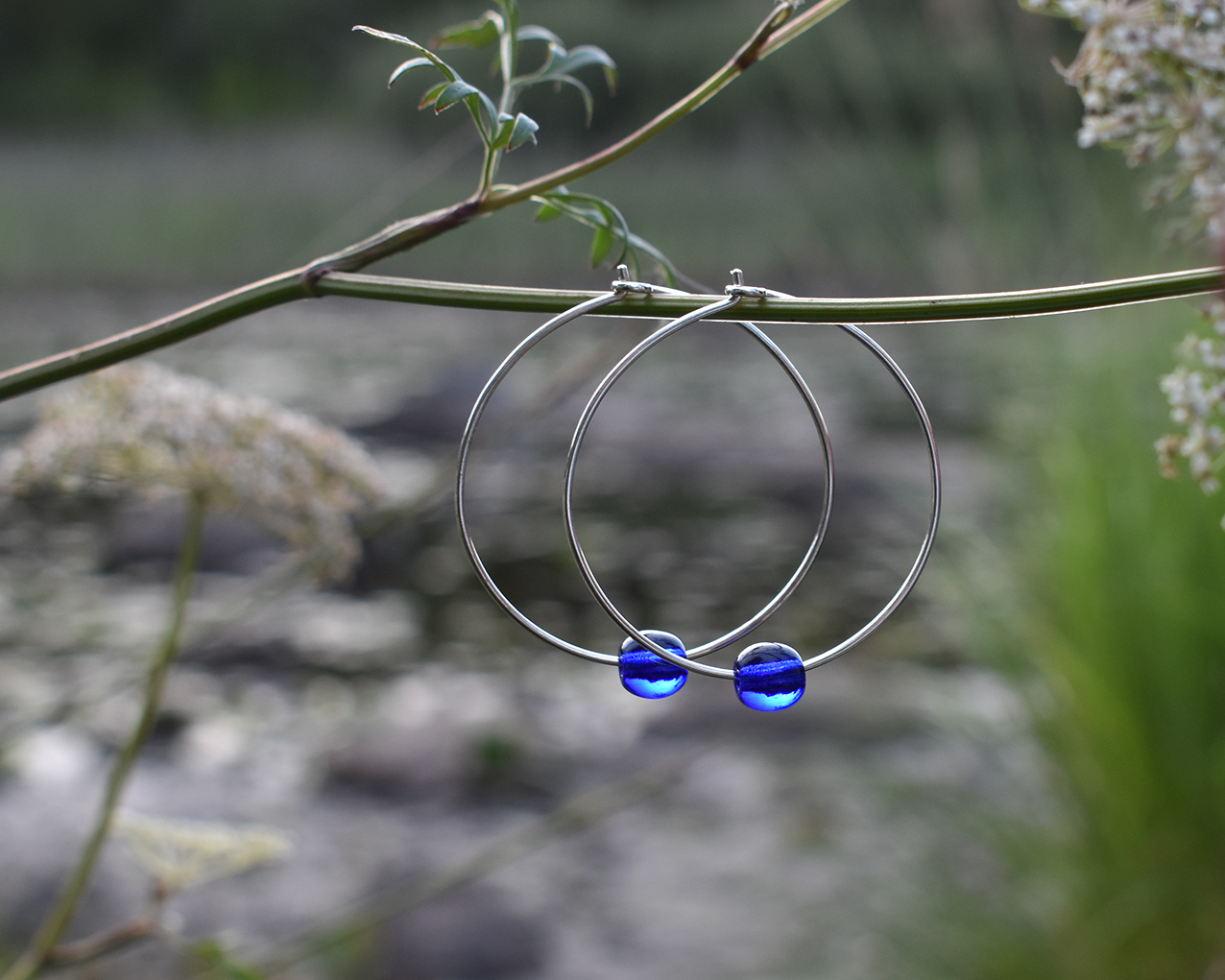 ELVES MIDNIGHT - blue earrings 40 mm