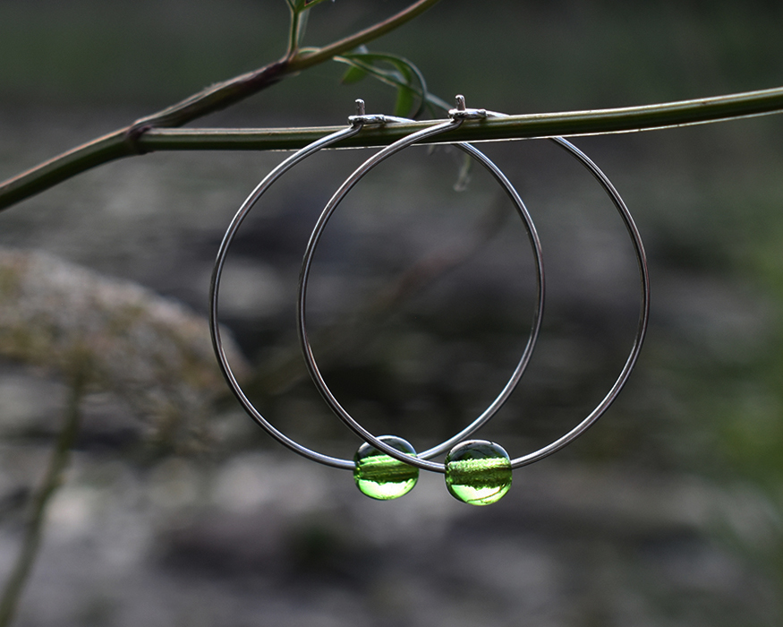 ELVES MOSS - green earrings 40 mm - 2