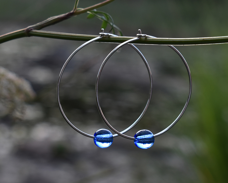 ELVES MIDNIGHT - light blue earrings  40 mm - 2