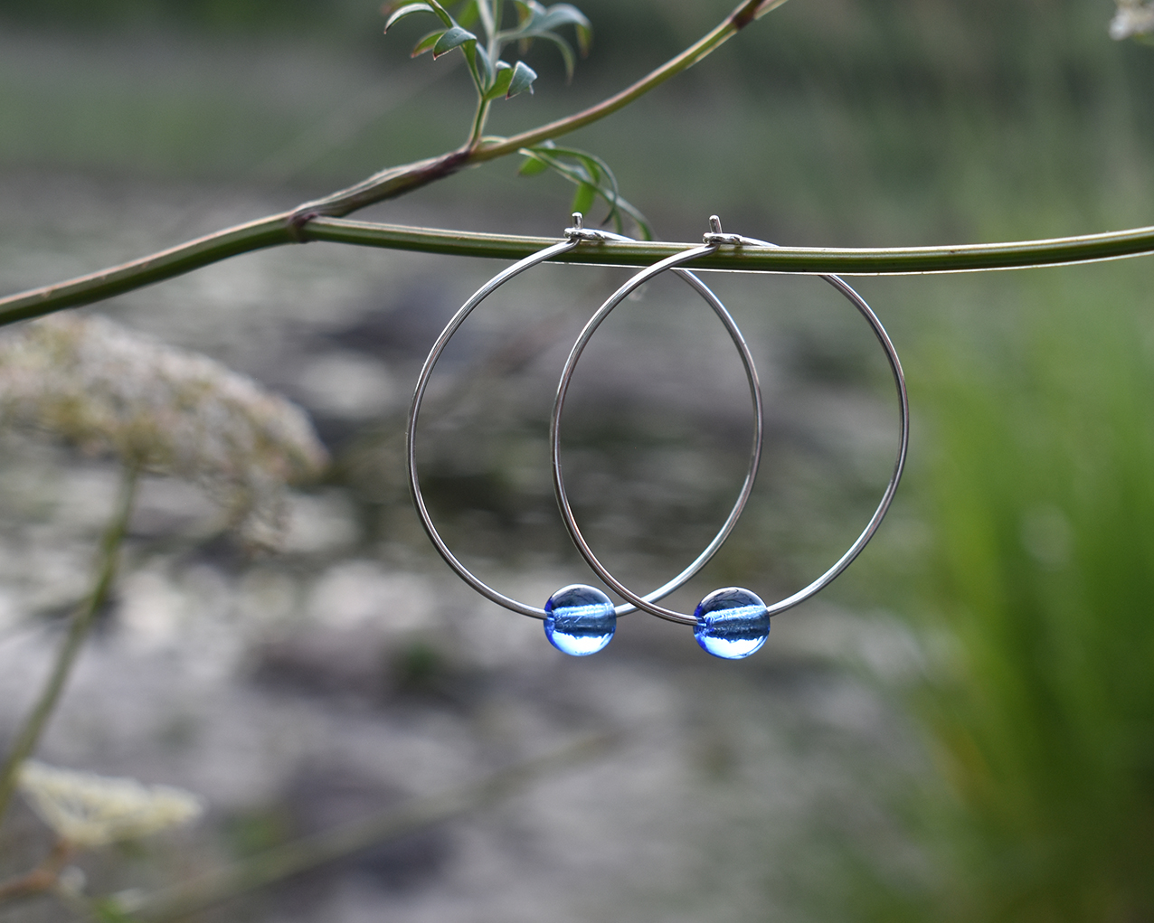 ELVES MIDNIGHT - light blue earrings  40 mm