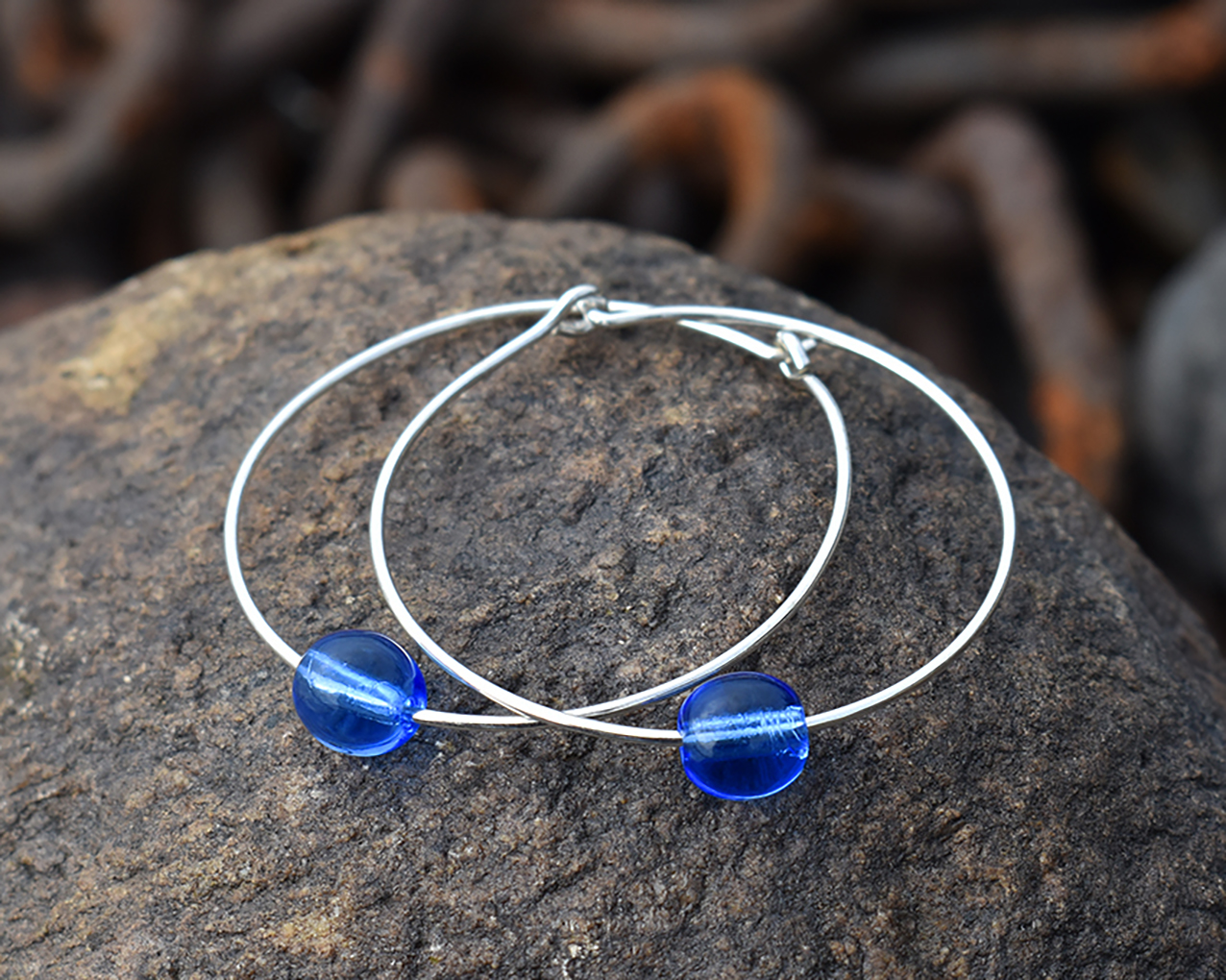 ELVES MIDNIGHT - light blue earrings  40 mm