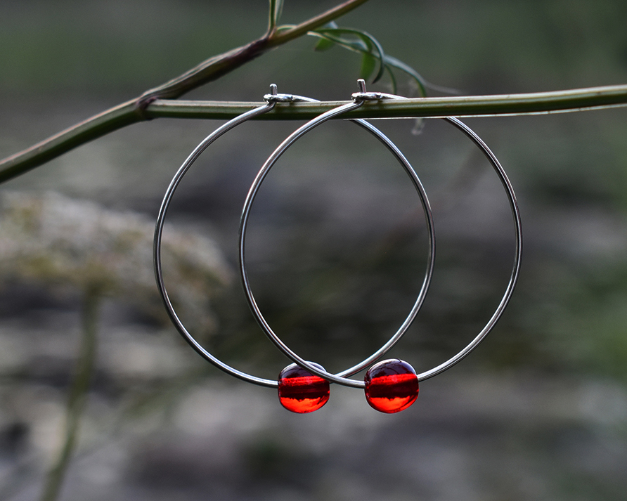 ELVES LINGON BERRY - red earrings 40 mm - 2