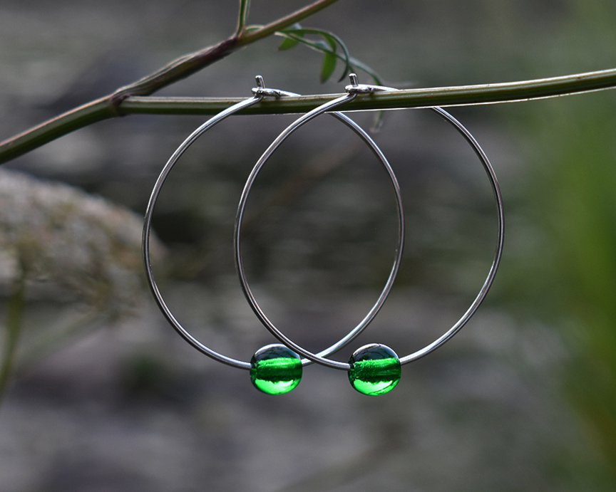 ELVES FIR TREE - green earrings  40 mm - 2