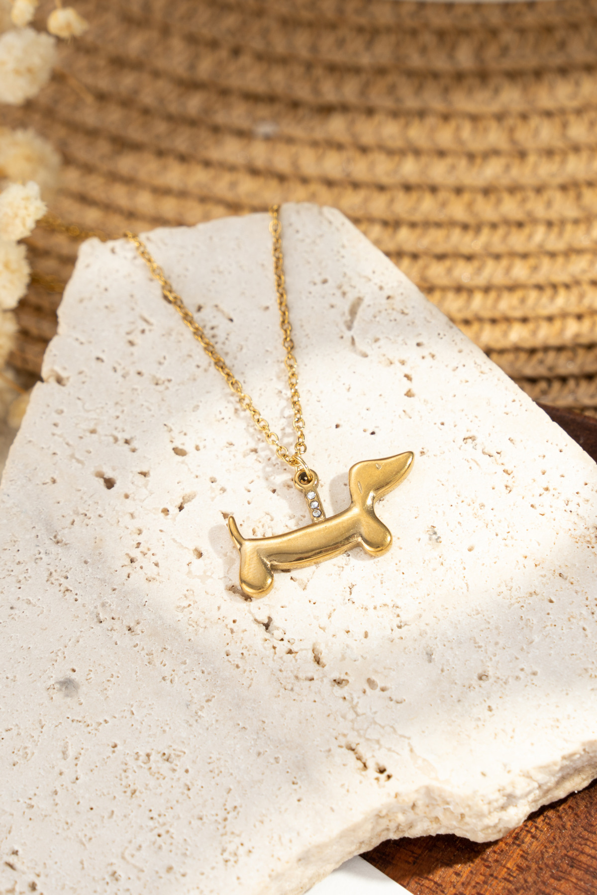 Gold dachshund necklace - 2