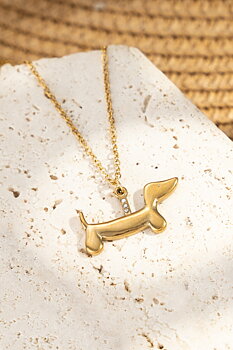 Gold dachshund necklace