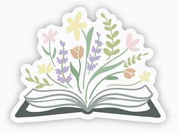 Fly Paper Products : Botanical Library Flowers & Book - Vinyl Sticker