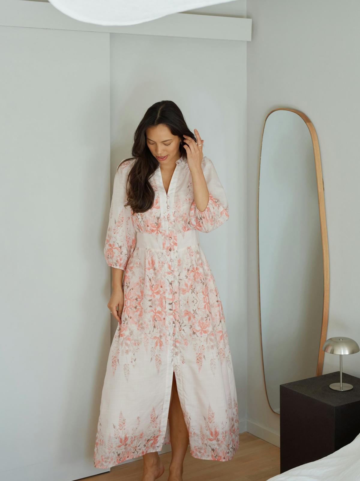 Neo Noir Stellar Blooming  Dress, Misty Rose - 6