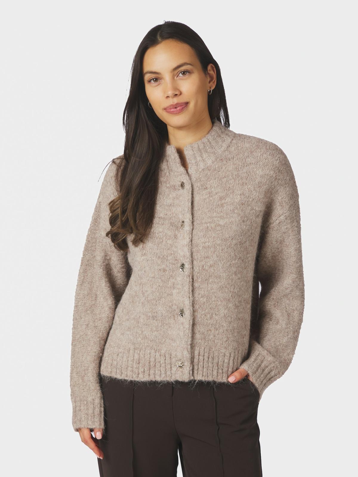 Neo Noir Taura Fluffy Knit Cardigan,  Beige Melange - 3