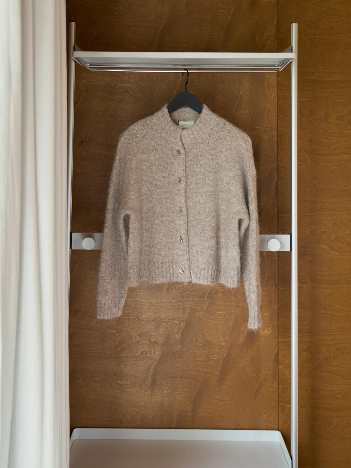 Neo Noir Taura Fluffy Knit Cardigan,  Beige Melange - 10