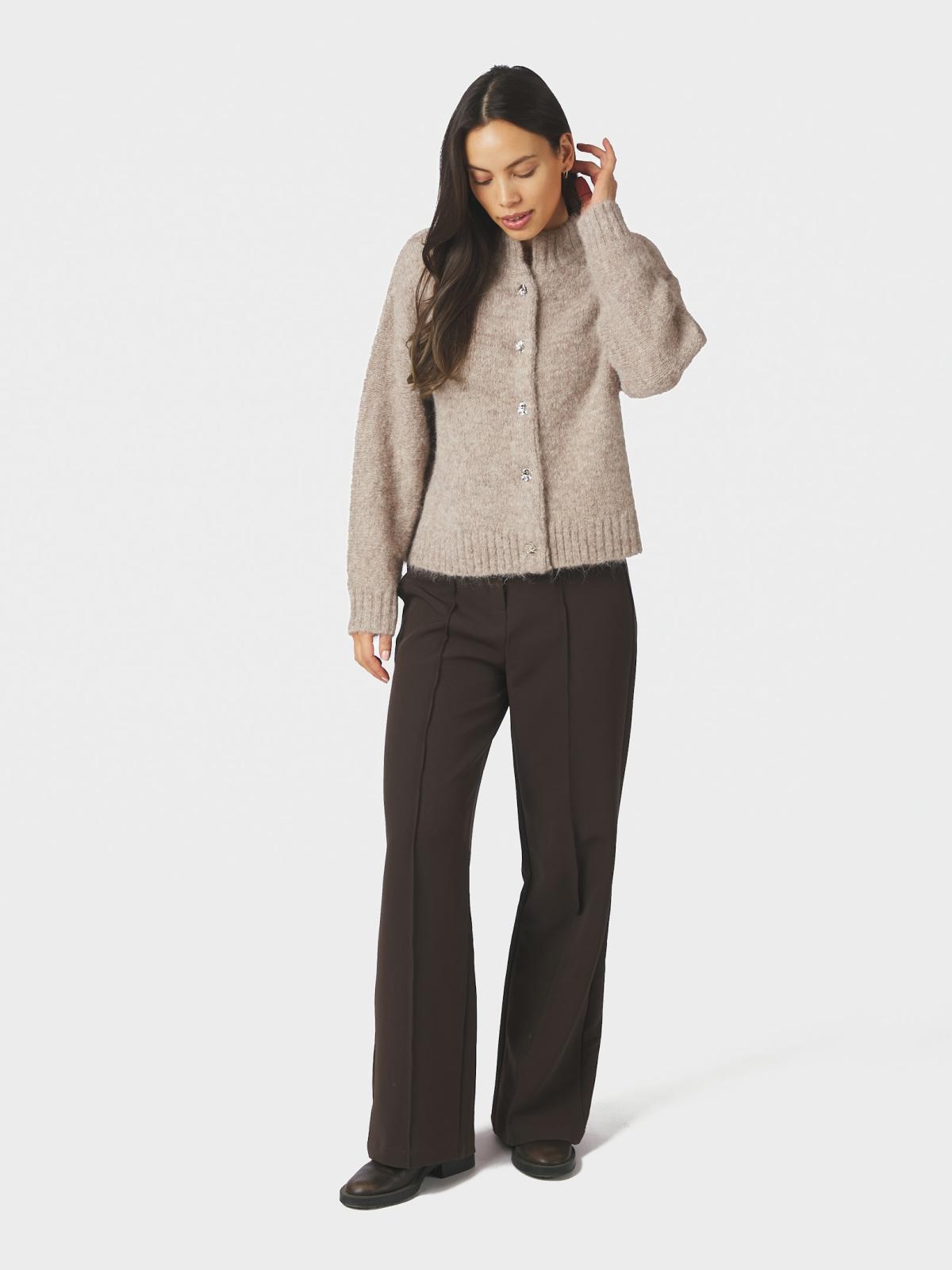 Neo Noir Taura Fluffy Knit Cardigan,  Beige Melange - 5