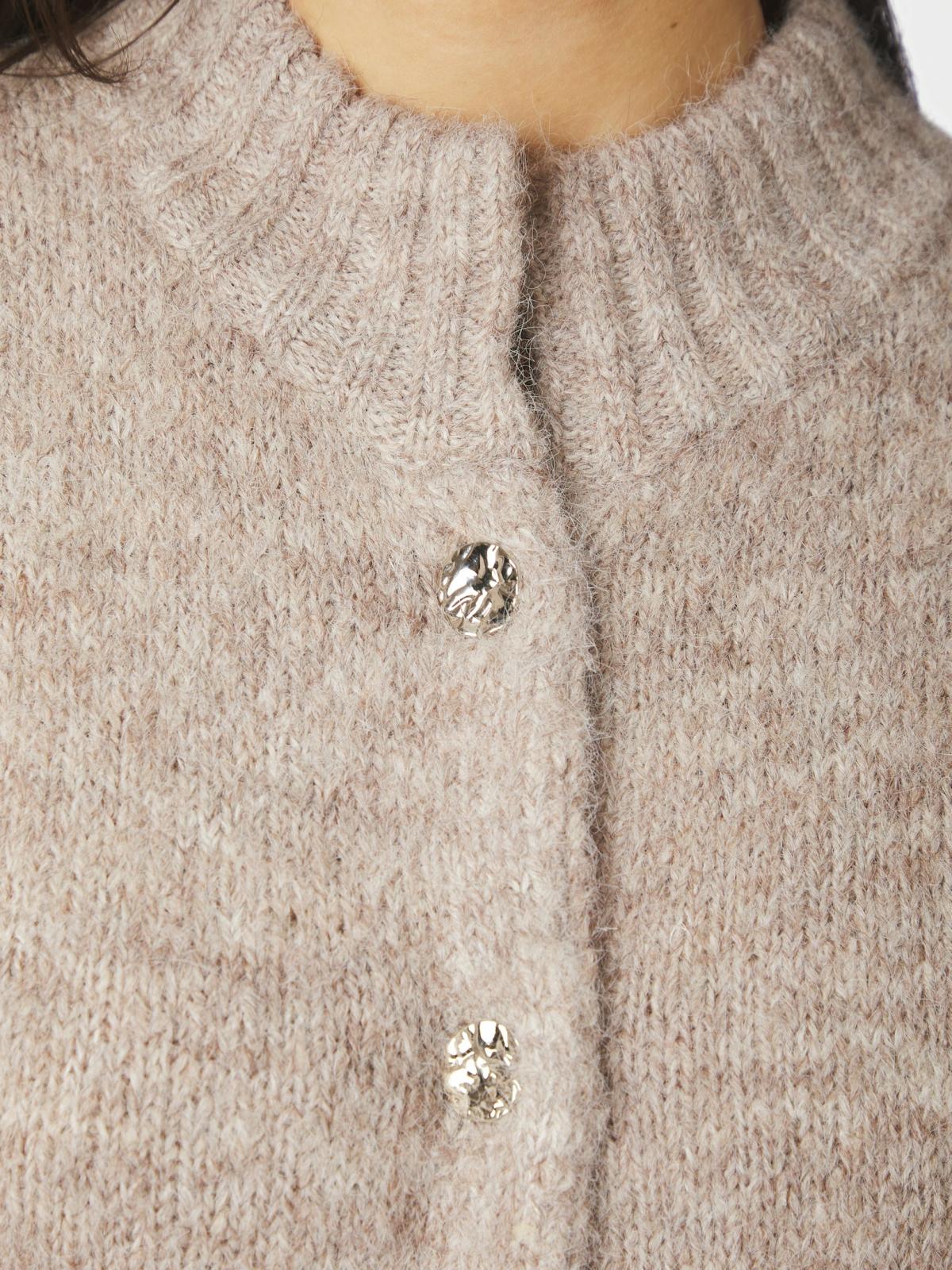 Neo Noir Taura Fluffy Knit Cardigan,  Beige Melange - 6