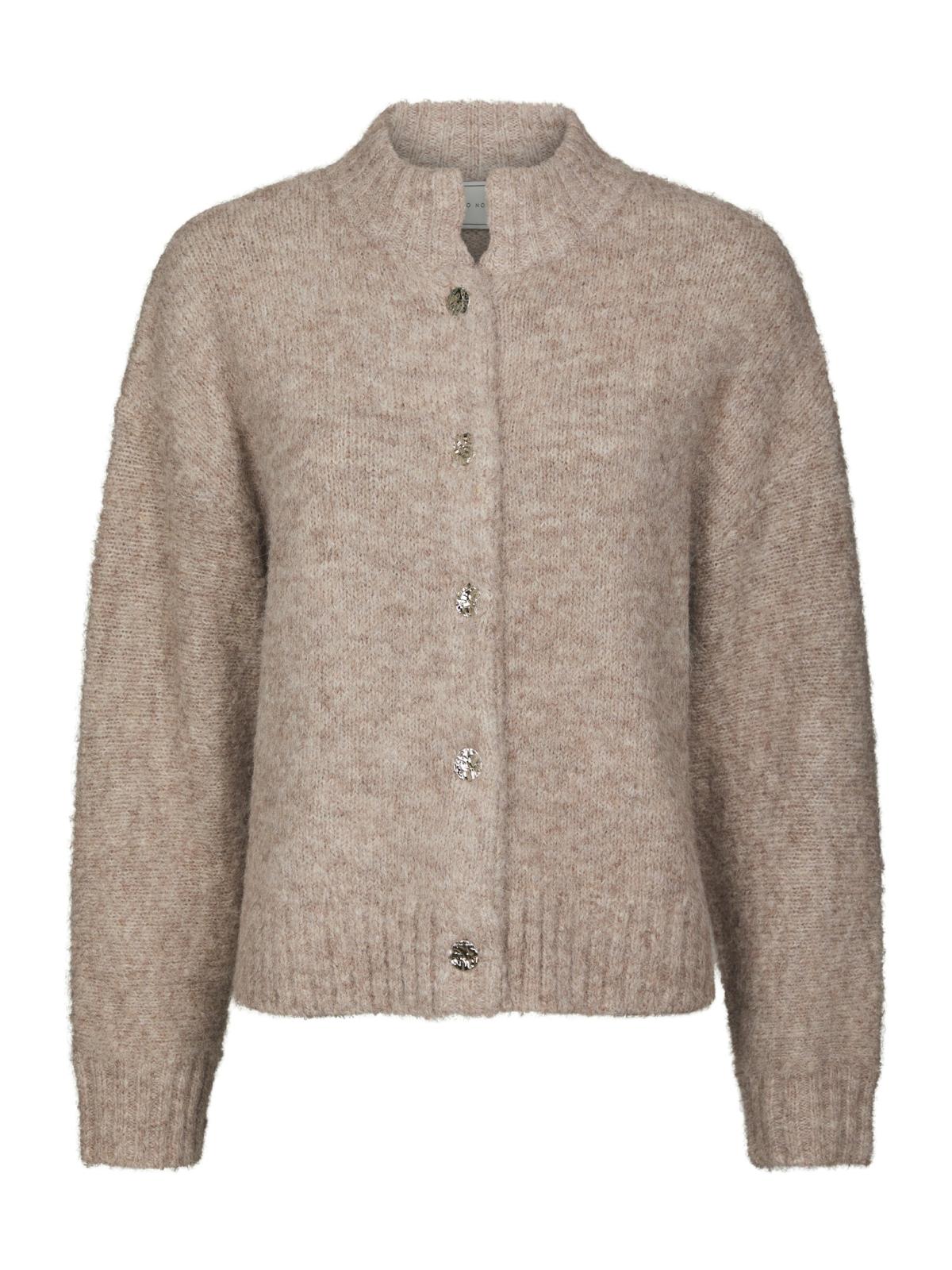 Neo Noir Taura Fluffy Knit Cardigan,  Beige Melange