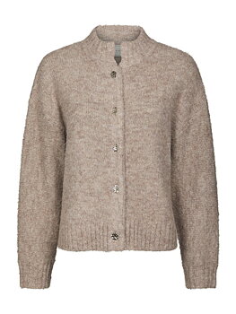 Neo Noir Taura Fluffy Knit Cardigan,  Beige Melange