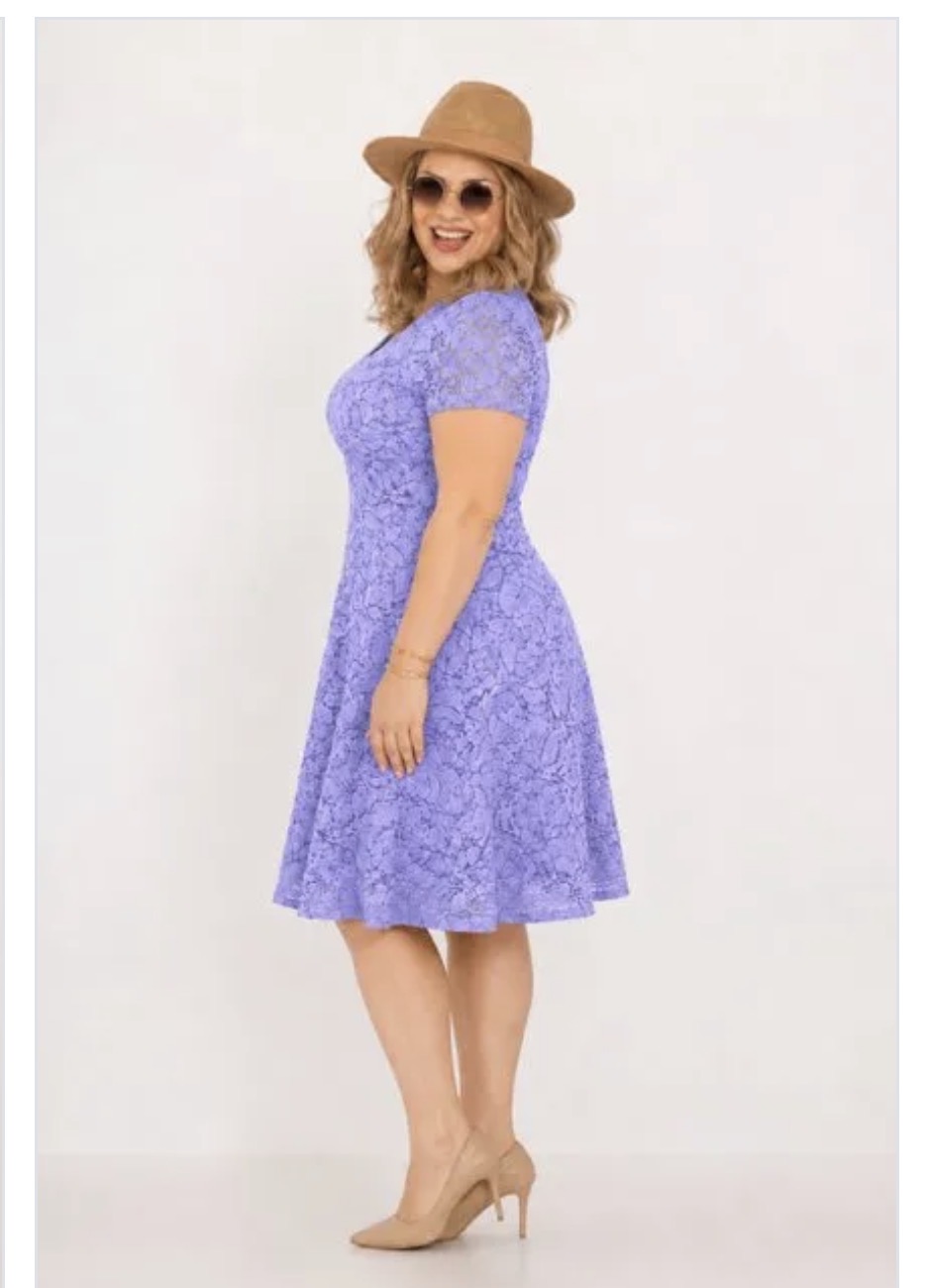 Spetsklänning med v-ringning, ljuslila  - 2