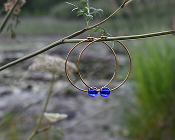 ELVES MIDNIGHT - blue earrings in gold plated silver 40 mm