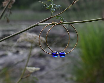 ELVES MIDNIGHT - blue earrings in gold plated silver 40 mm