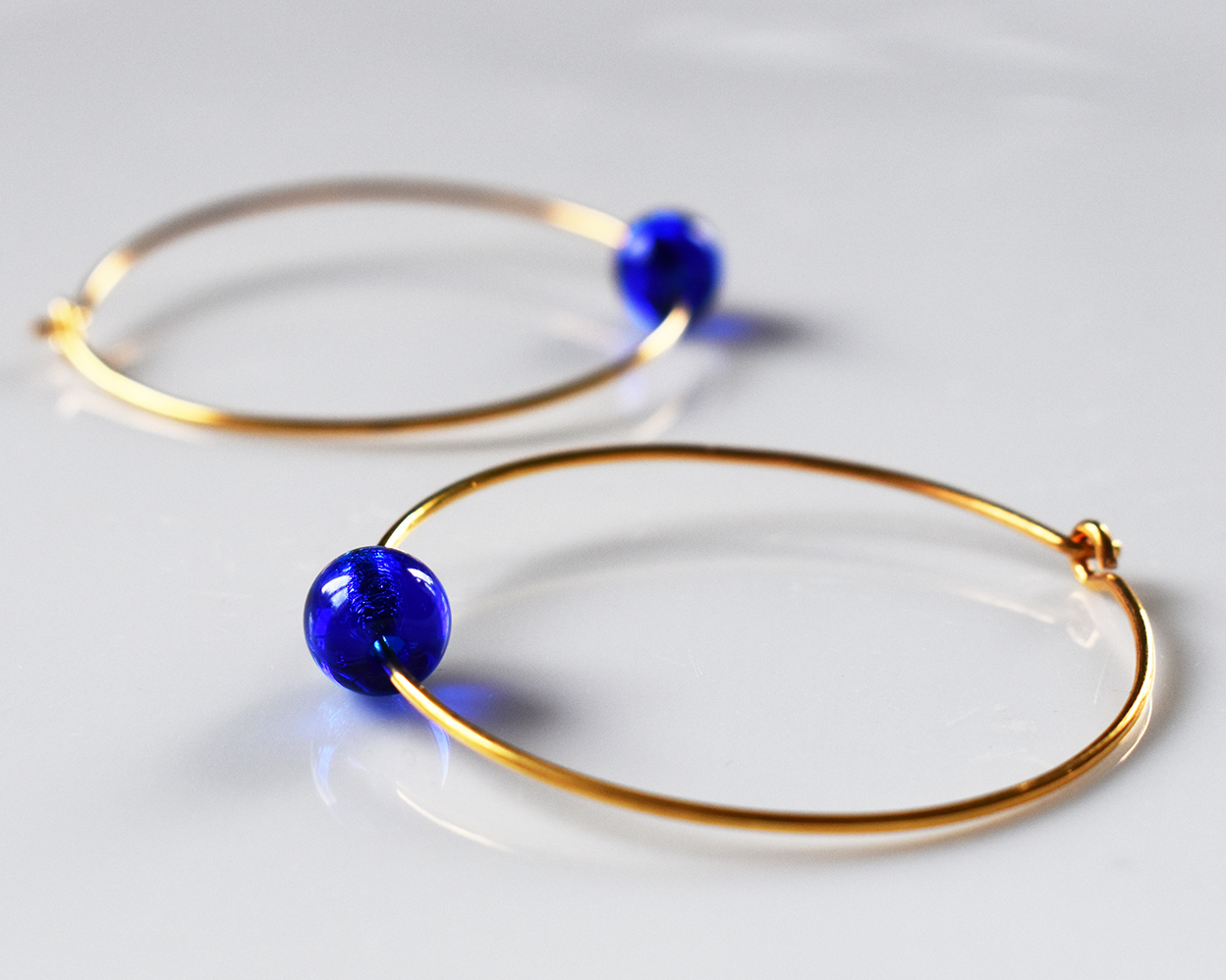ELVES MIDNIGHT - blue earrings in gold plated silver 40 mm - 2