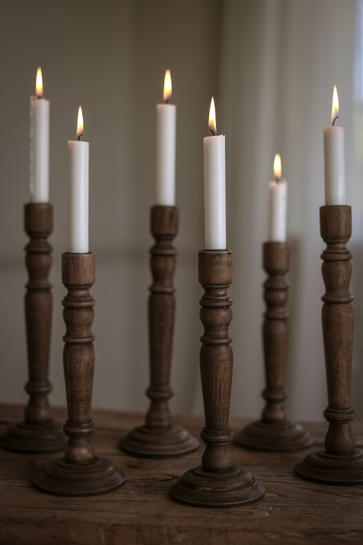 Majas Rustic Low Wooden Candlestick 26 cm - 4