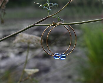ELVES MIDNIGHT - light blue earrings in gold plated silver 40 mm