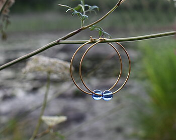ELVES MIDNIGHT - light blue earrings in gold plated silver 40 mm