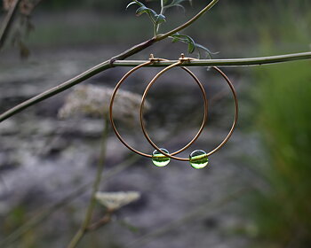 ELVES MOSS - green earrings gold plated 40 mm