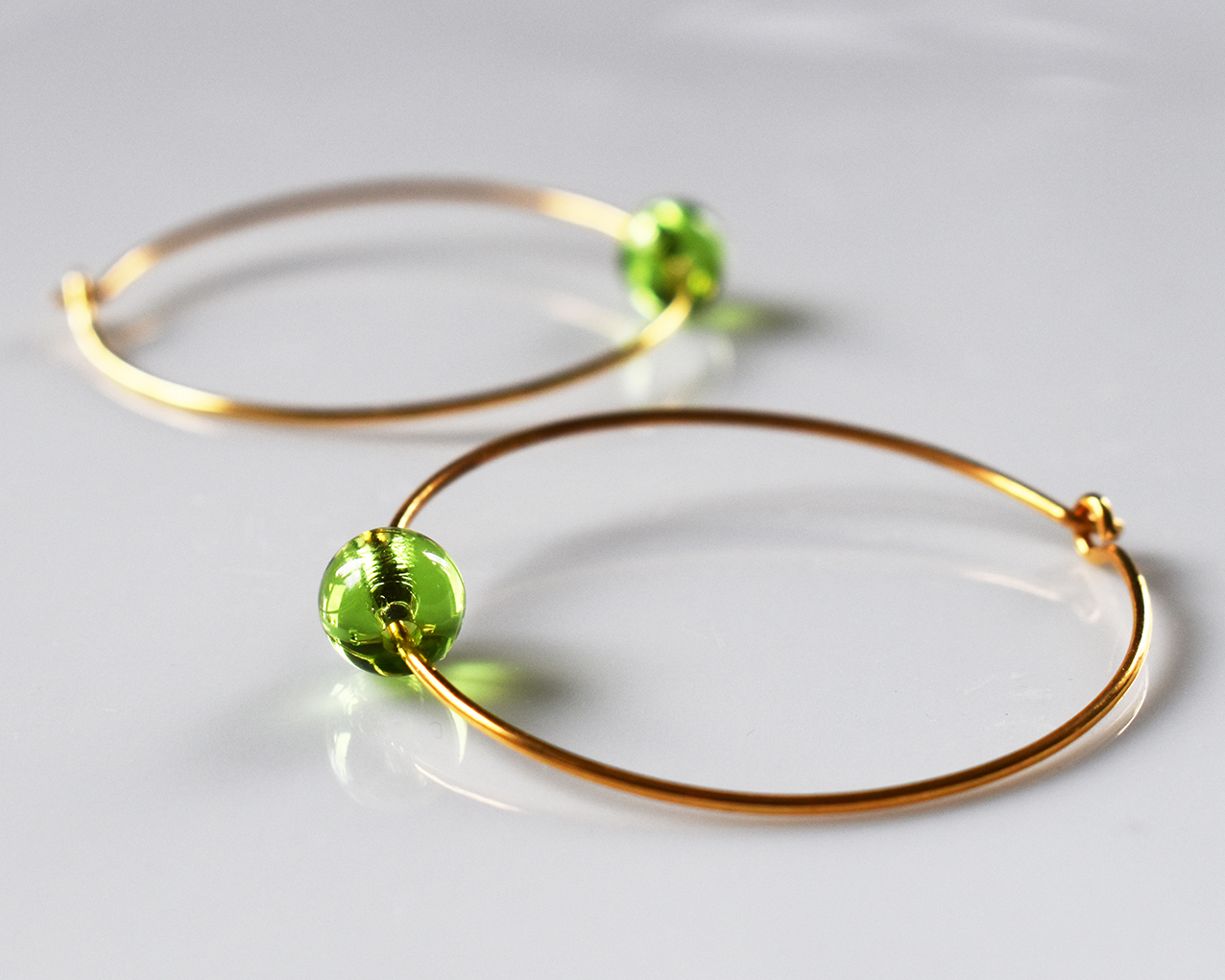 ELVES MOSS - green earrings gold plated 40 mm - 2