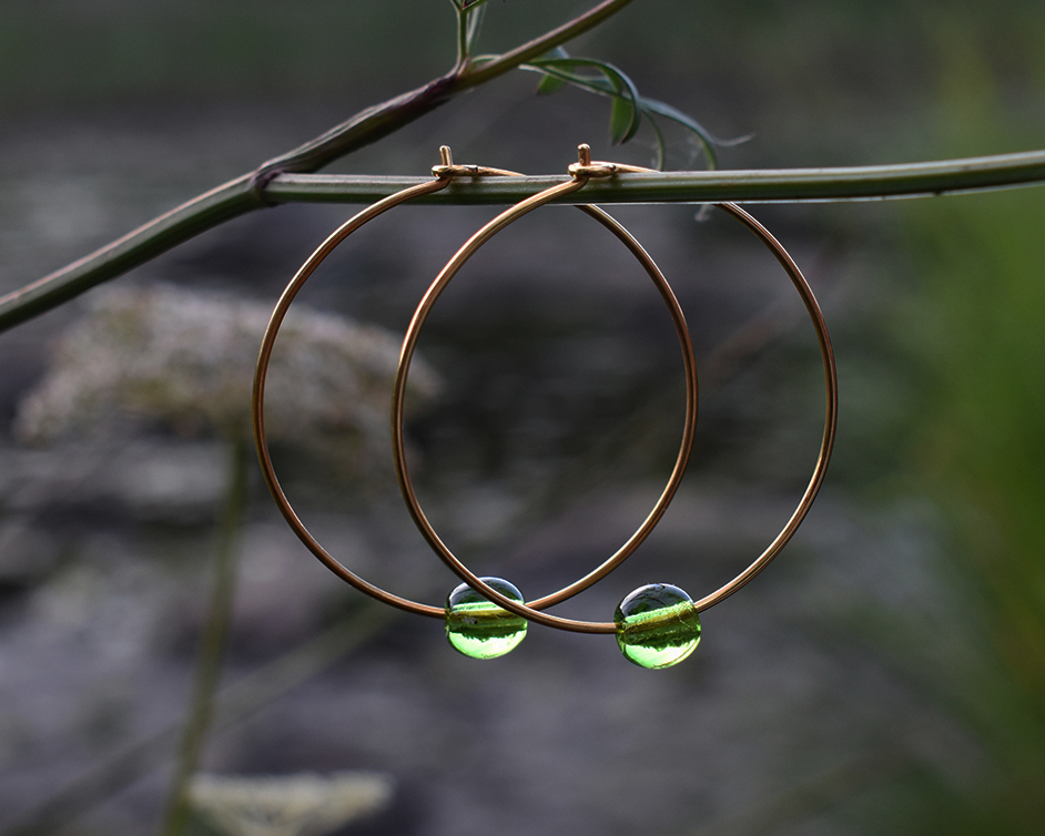 ELVES MOSS - green earrings gold plated 40 mm - 3