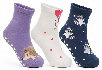 3-Pack Barnstrumpor Med Halkskydd