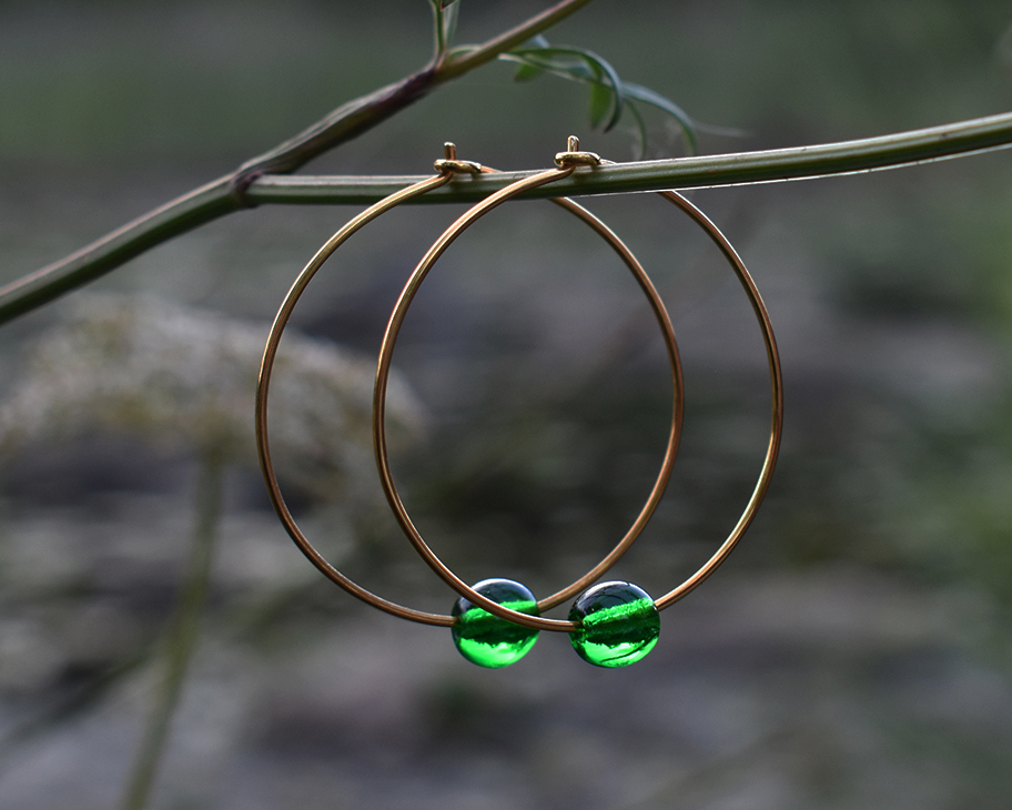 ELVES FIR TREE - green earrings gold plated 40 mm - 3