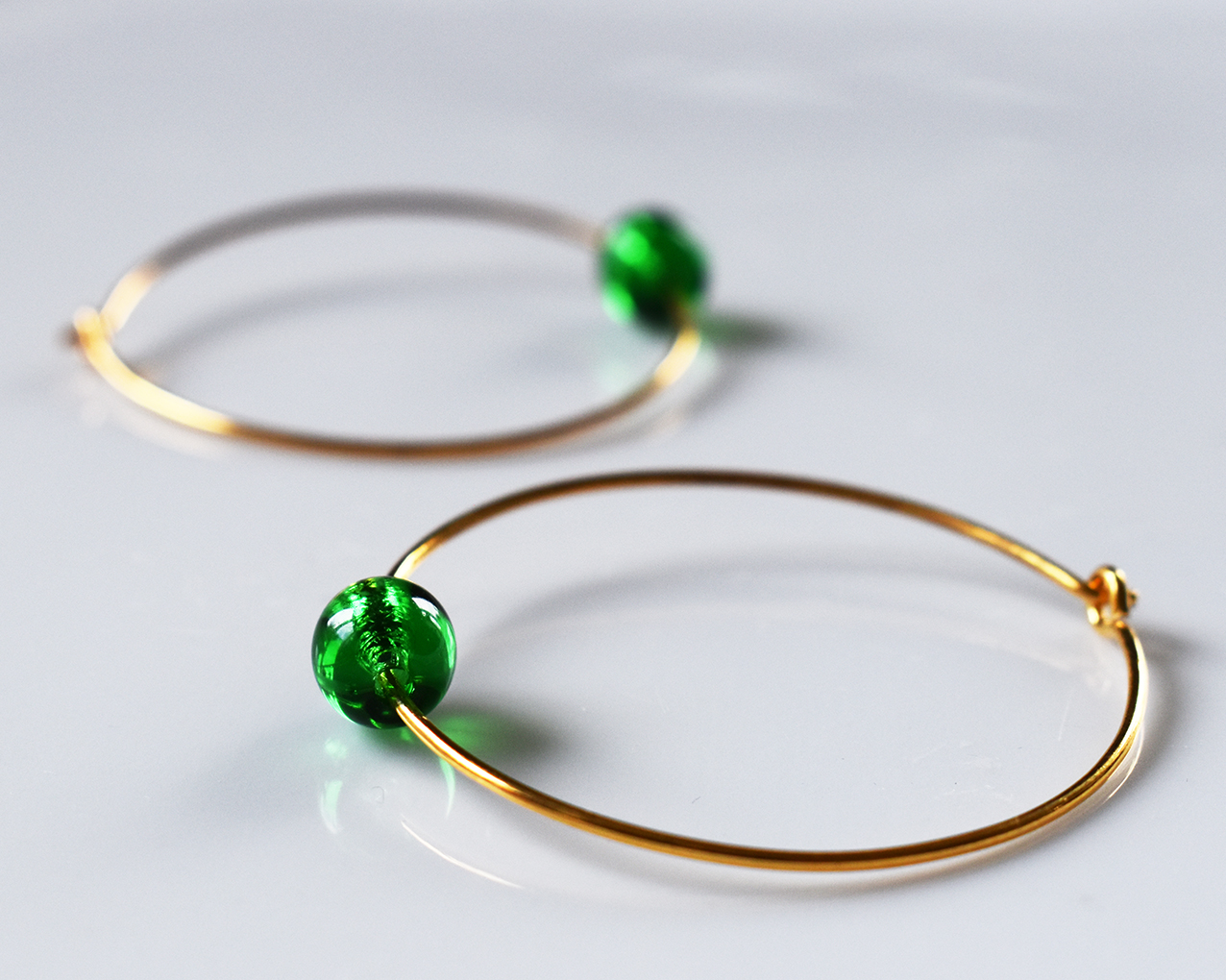 ELVES FIR TREE - green earrings gold plated 40 mm - 2