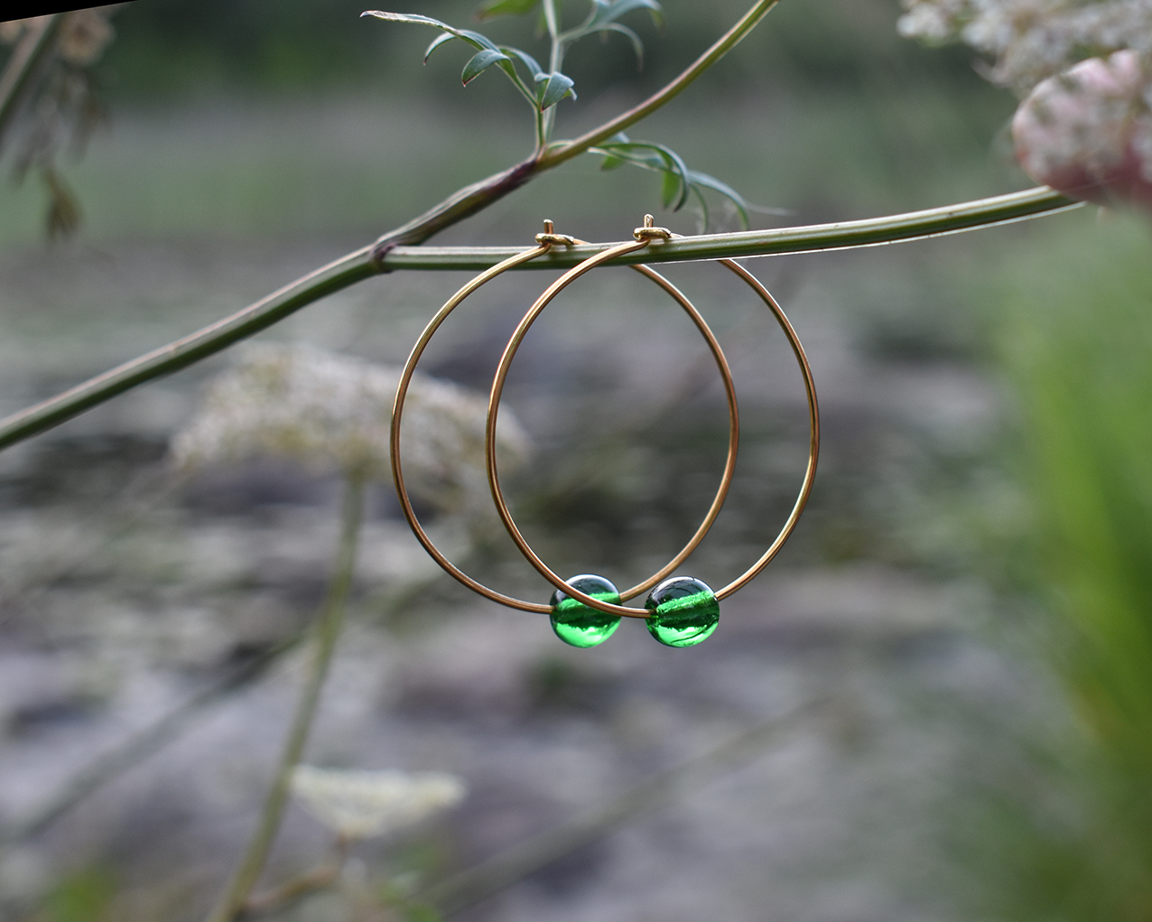 ELVES FIR TREE - green earrings gold plated 40 mm