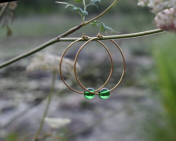 ELVES FIR TREE - green earrings gold plated 40 mm
