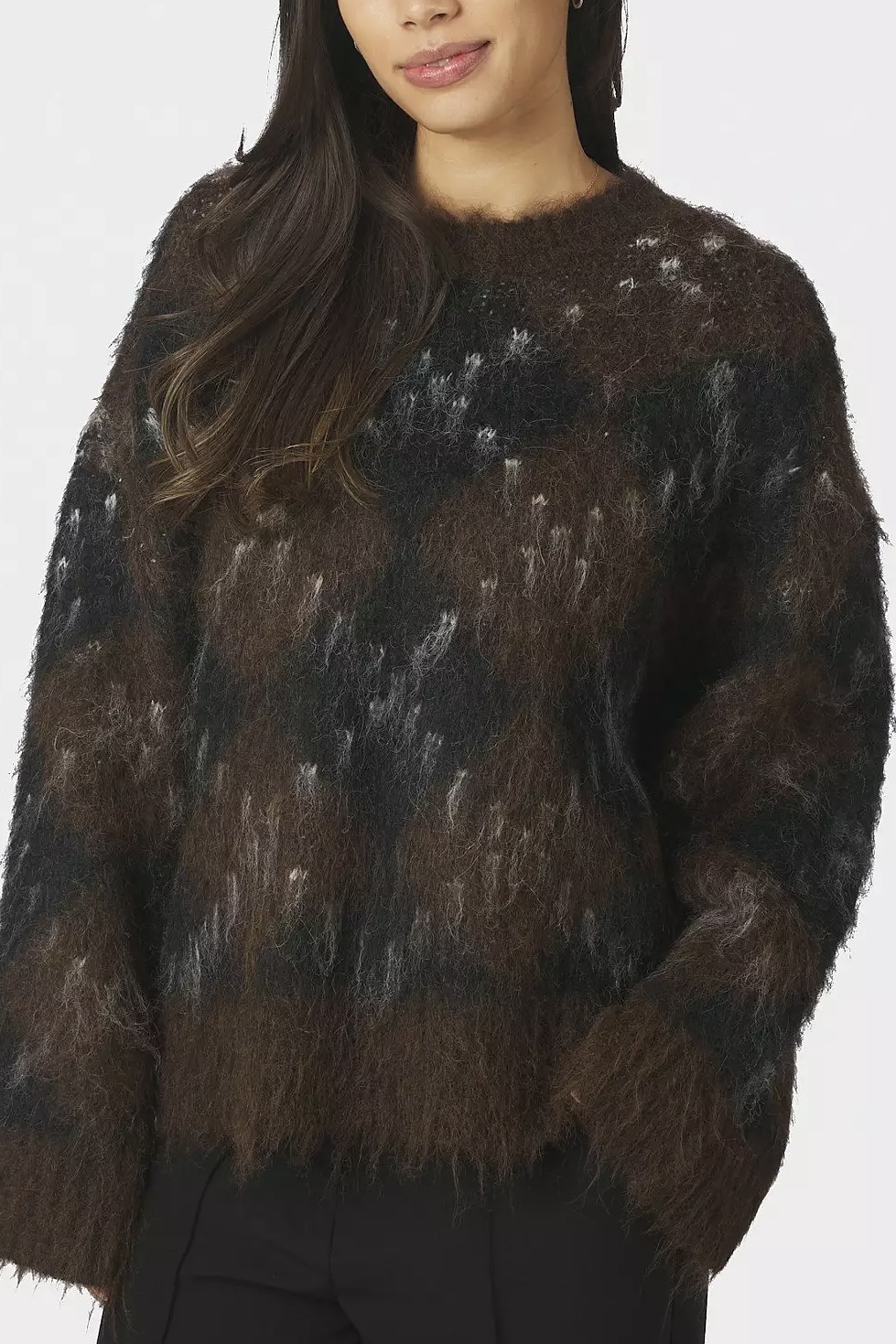 Neo Noir &nbsp;- Roeme Check Fluff Knit Blouse Dark brown - 3