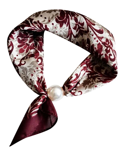 Scarf Chloe med magnet mönstrad beige/vit/vinröd