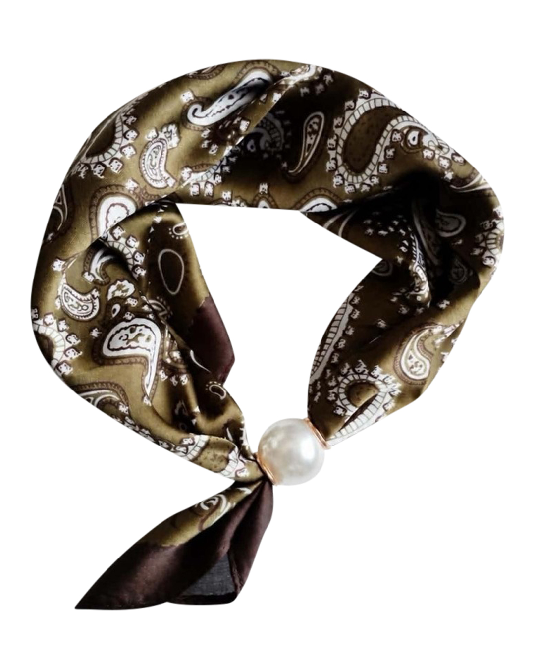 Scarf Chloe med magnet paisleymönstrad olivgrön